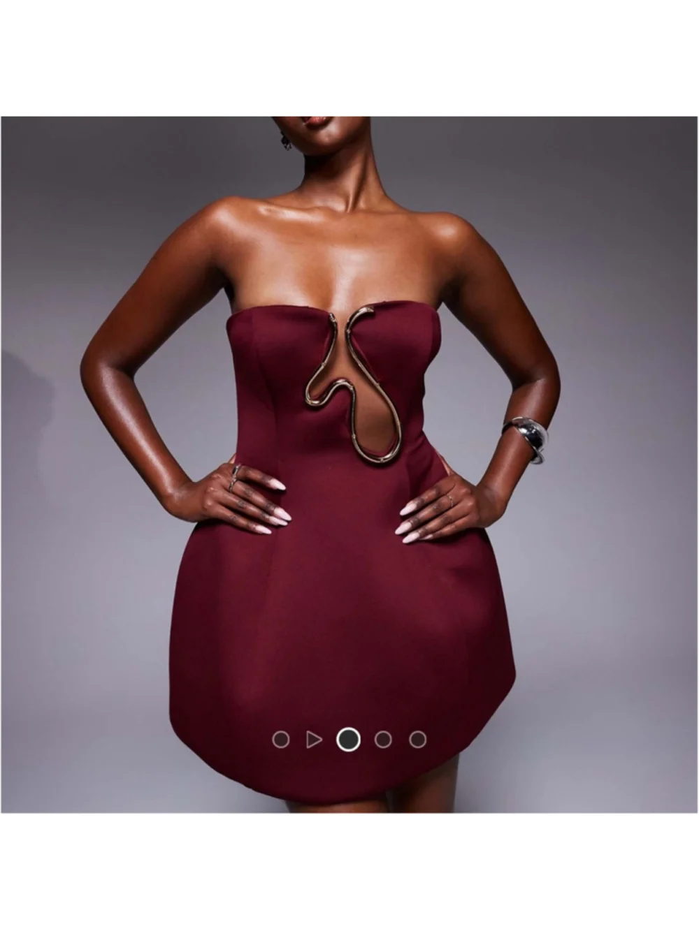 ASOS DESIGN Premium strapless sculpted mini dress with gold tone trim